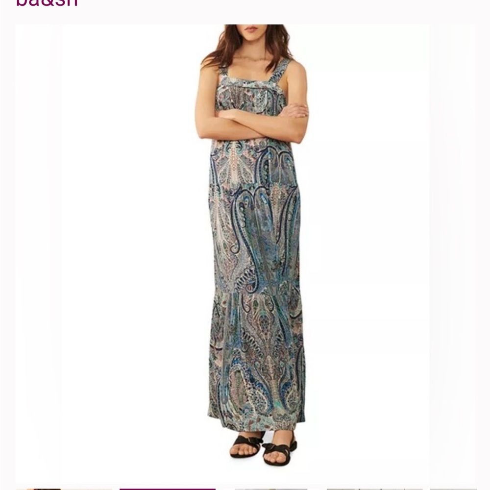 LIKE NEW ba&sh Blue and Gray Paisley Maxi Dress sz S